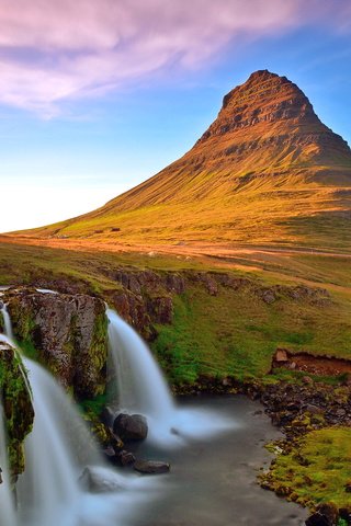 Обои река, пейзаж, гора, водопад, исландия, kirkjufellsfoss, river, landscape, mountain, waterfall, iceland разрешение 1920x1200 Загрузить