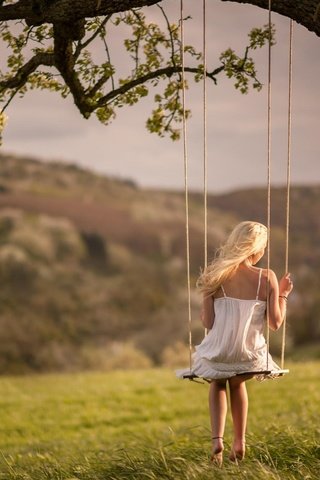 Обои природа, девушка, блондинка, качели, nature, girl, blonde, swing разрешение 1920x1200 Загрузить