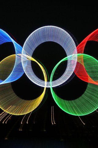 Обои огни, абстракция, лучи, олимпиада, кольца, lights, abstraction, rays, olympics, ring разрешение 2560x1600 Загрузить