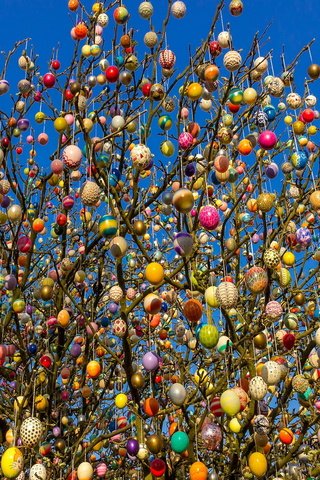 Обои небо, дерево, весна, пасха, яйца, the sky, tree, spring, easter, eggs разрешение 1920x1200 Загрузить