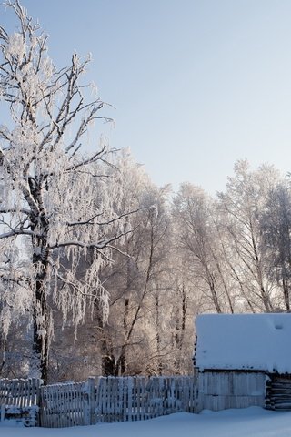 Обои снег, зима, пейзаж, забор, дом, snow, winter, landscape, the fence, house разрешение 2560x1600 Загрузить