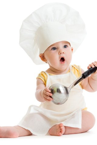 Обои дети, ребенок, повар, чепчик, поварешка, черпак, children, child, cook, cap, ladle разрешение 6000x4622 Загрузить