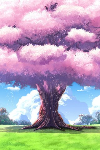 Обои арт, природа, дерево, пейзажи, аниме, upscale, art, nature, tree, landscapes, anime разрешение 1920x1080 Загрузить