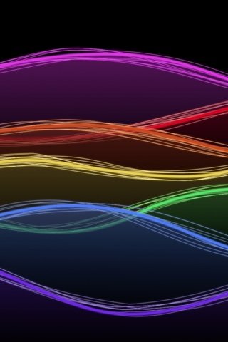 Обои неон, абстракция, линии, волны, фон, цвет, радуга, neon, abstraction, line, wave, background, color, rainbow разрешение 1920x1080 Загрузить