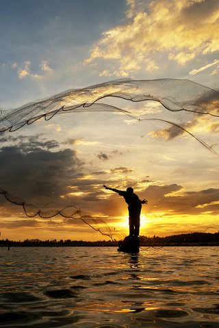 Обои бросает, озеро, река, восход, солнце, утро, лодка, сеть, рыбак, throws, lake, river, sunrise, the sun, morning, boat, network, fisherman разрешение 1920x1200 Загрузить