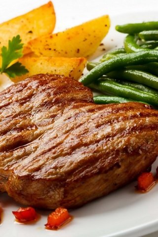 Обои овощи, мясо, картофель, фасоль, бифштекс, vegetables, meat, potatoes, beans, steak разрешение 1920x1200 Загрузить