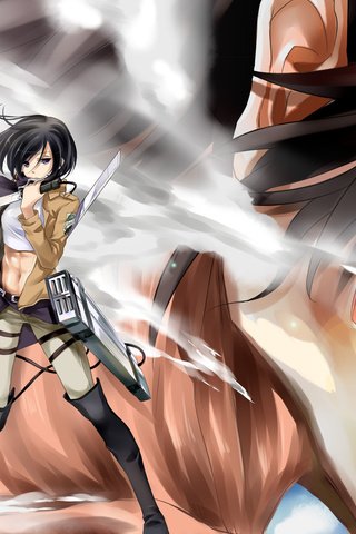 Обои арт, девушка, взгляд, титан, жест, mikasa ackerman, eren jaeger, kousen yasou, art, girl, look, titan, gesture разрешение 1920x1200 Загрузить