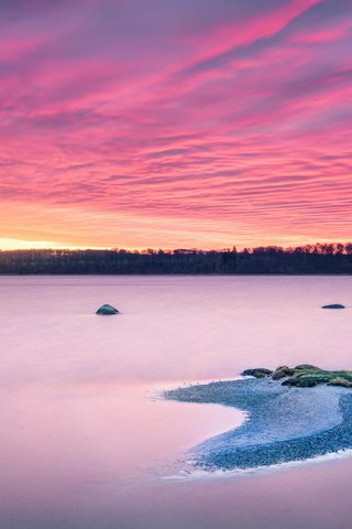 Обои озеро, лес, закат, пейзаж, lake, forest, sunset, landscape разрешение 2048x1367 Загрузить