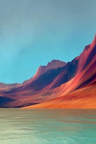 Обои небо, горы, скалы, пейзаж, море, рендер, 3д, the sky, mountains, rocks, landscape, sea, render, 3d разрешение 1920x1200 Загрузить