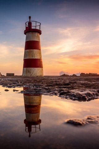 Обои небо, закат, пейзаж, море, маяк, португали, povoa, the sky, sunset, landscape, sea, lighthouse, portugal разрешение 2048x1365 Загрузить