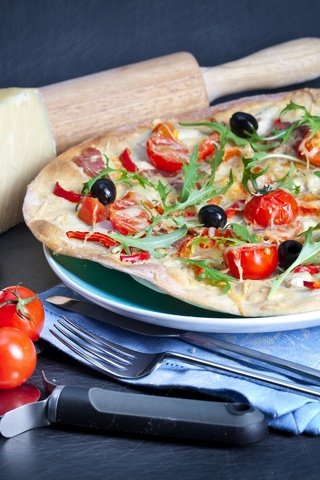 Обои сыр, помидоры, пицца, брынза, помидорами, быстрое питание, cheese, tomatoes, pizza, fast food разрешение 2880x1920 Загрузить