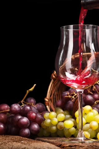 Обои виноград, бокал, корзина, вино, grapes, glass, basket, wine разрешение 5363x3575 Загрузить