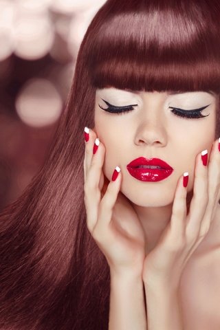Обои девушка, рыжая, модель, макияж, сексуальная, маникюр, губная помада, girl, red, model, makeup, sexy, manicure, lipstick разрешение 3888x2444 Загрузить