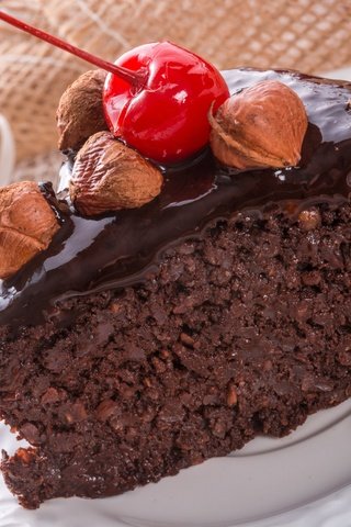 Обои орехи, вишня, шоколад, сладкое, торт, кусочек, nuts, cherry, chocolate, sweet, cake, piece разрешение 5500x3671 Загрузить