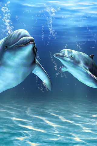 Обои арт, море, пузырьки, дельфины, подводный мир, art, sea, bubbles, dolphins, underwater world разрешение 3000x2250 Загрузить