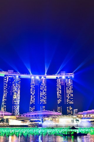 Обои ночь, подсветка, сингапур, отель-казино, night, backlight, singapore, hotel-casino разрешение 2048x1365 Загрузить
