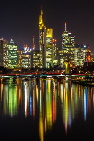 Обои ночь, огни, город, германия, франкфурт-на-майне, night, lights, the city, germany, frankfurt am main разрешение 1920x1200 Загрузить