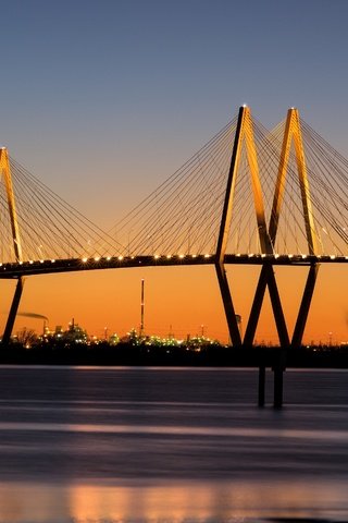 Обои мост, город, сша., штат техас, мост фреда хартмана, bridge, the city, usa., texas, bridge fred hartman разрешение 2880x1800 Загрузить