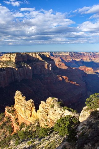 Обои небо, облака, горы, каньон, the sky, clouds, mountains, canyon разрешение 2048x1152 Загрузить