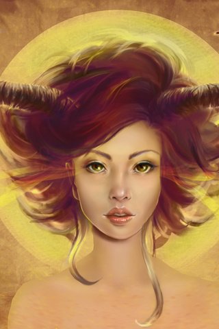 Обои арт, девушка, фон, взгляд, волосы, рога, демоница, art, girl, background, look, hair, horns, demoness разрешение 1920x1080 Загрузить