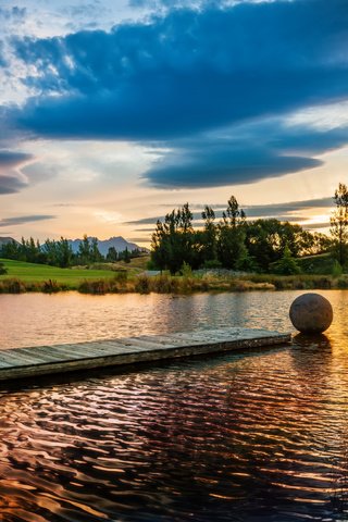 Обои небо, облака, озеро, мостик, рассвет, сша, мичиган, the sky, clouds, lake, the bridge, dawn, usa, michigan разрешение 2628x1535 Загрузить