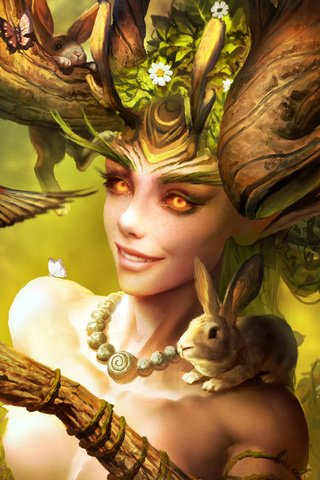 Обои цветы, арт, природа, растения, животные, взгляд, heroes of the storm, lunara, flowers, art, nature, plants, animals, look разрешение 1920x1436 Загрузить