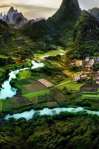 Обои река, горы, китай, ландшафт, гуилинь, river, mountains, china, landscape, guilin разрешение 1920x1200 Загрузить