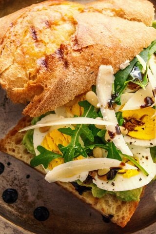 Обои бутерброд, сыр, яйца, тарелка, булочка, руккола, sandwich, cheese, eggs, plate, bun, arugula разрешение 1920x1200 Загрузить