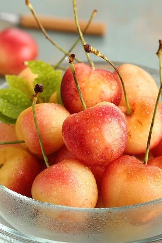 Обои макро, капли, черешня, ягоды, вишня, macro, drops, cherry, berries разрешение 2048x1365 Загрузить