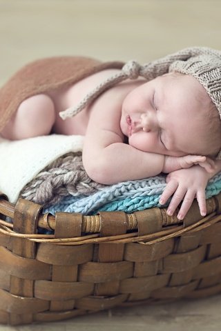 Обои сон, корзина, ребенок, малыш, младенец, шапочка, sleep, basket, child, baby, cap разрешение 3000x2000 Загрузить