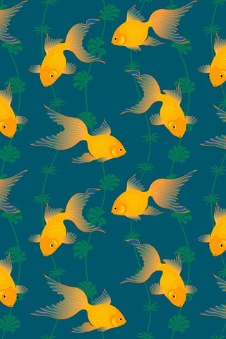 Обои арт, узор, рыбы, золотая рыбка, водоросли, хвост, art, pattern, fish, goldfish, algae, tail разрешение 1920x1280 Загрузить