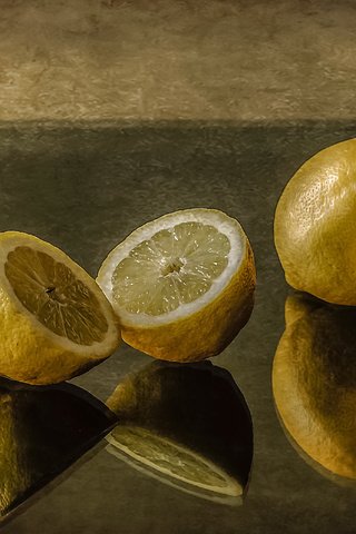 Обои отражение, цитрус, натюрморт, лимоны, reflection, citrus, still life, lemons разрешение 3132x2081 Загрузить