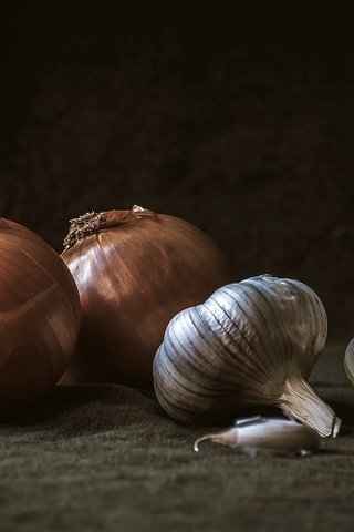 Обои лук, овощи, натюрморт, чеснок, bow, vegetables, still life, garlic разрешение 4288x2633 Загрузить