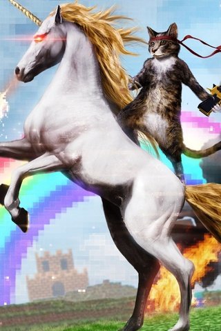 Обои единорог, кот в сапогах, unicorn, puss in boots разрешение 2560x1440 Загрузить