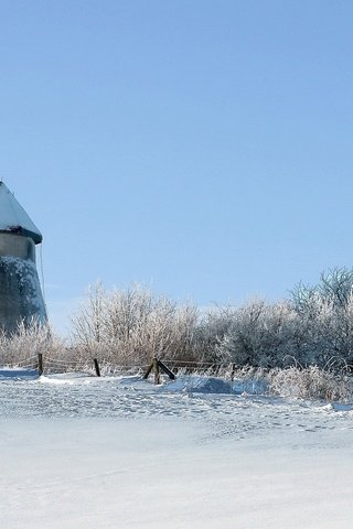 Обои зима, ветряная мельница, winter, windmill разрешение 1920x1080 Загрузить