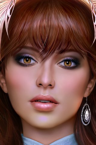 Обои арт, девушка, взгляд, карие глаза, серьга, art, girl, look, brown eyes, earring разрешение 2550x1879 Загрузить