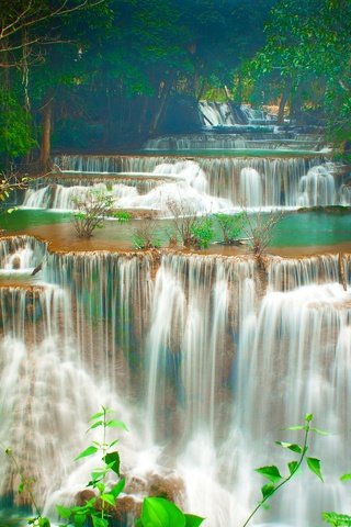 Обои деревья, kanchanaburi, водопад хуай мэй хамин, лес, huay mae khamin waterfalls, khuean srinagarindra national park, ручей, водопад хуай мае кхамин, huai mae khamin, водопад, таиланд, тропики, каскад, huay maekamin waterfall, trees, forest, stream, waterfall, thailand, tropics, cascade, waterfall huay maekamin разрешение 2880x1920 Загрузить