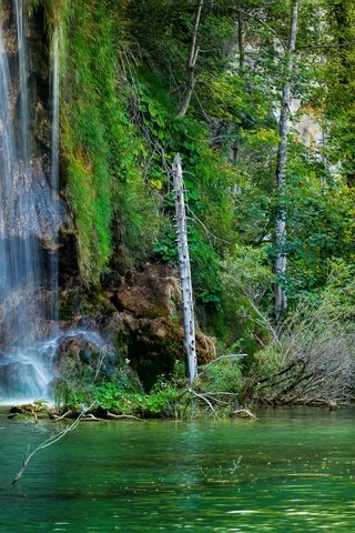 Обои озеро, plitvice lakes national park, национальный парк плитвицкие озера, скалы, камни, лес, водопад, хорватия, водопады, мостки, lake, rocks, stones, forest, waterfall, croatia, waterfalls, bridges разрешение 2880x1706 Загрузить