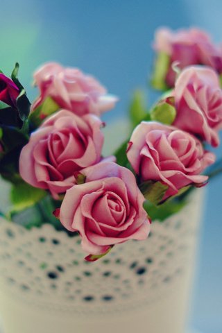 Обои цветы, розы, букет, розовые, ваза, flowers, roses, bouquet, pink, vase разрешение 2560x1600 Загрузить