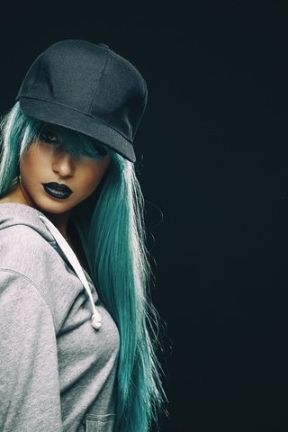 Обои ушанка, голубые волосы, make up, самка, hat, blue hair, female разрешение 5616x3744 Загрузить