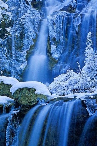 Обои снег, зима, водопад, канада, альберта, национальный парк джаспер, tangle creek falls, snow, winter, waterfall, canada, albert, jasper national park разрешение 1920x1080 Загрузить