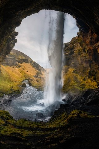 Обои скалы, водопад, пещера, исландия, northern cave, сельяландсфосс, водопад сельяландсфосс, rocks, waterfall, cave, iceland, seljalandsfoss, seljalandsfoss waterfall разрешение 2499x1199 Загрузить