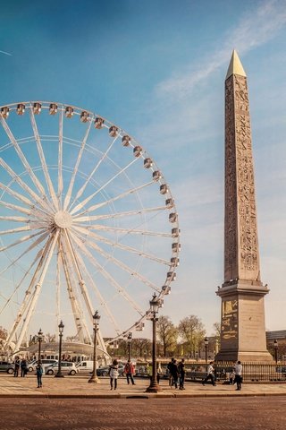 Обои люди, колесо обозрения, город, париж, франция, обелиск, people, ferris wheel, the city, paris, france, obelisk разрешение 3840x2560 Загрузить