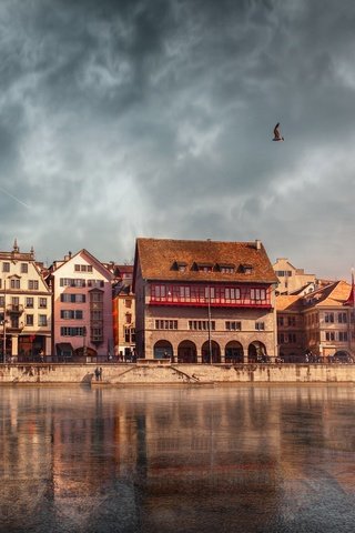 Обои река, швейцария, дома, набережная, цюрих, river, switzerland, home, promenade, zurich разрешение 2555x1600 Загрузить