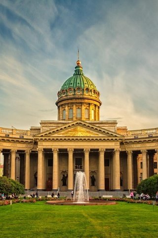 Обои собор, фонтан, россия, санкт-петербург, казанский собор, cathedral, fountain, russia, saint petersburg, kazan cathedral разрешение 1920x1200 Загрузить