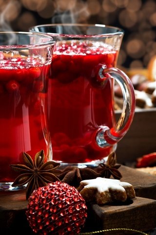 Обои напиток, печенье, специи, глинтвейн, клюква, drink, cookies, spices, mulled wine, cranberry разрешение 2048x1367 Загрузить