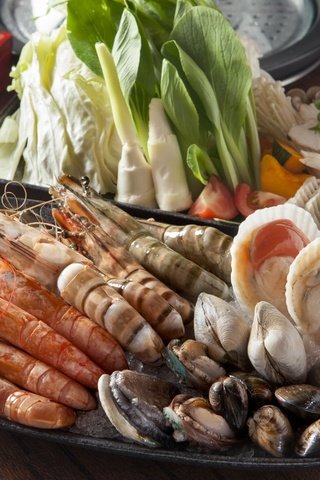 Обои овощи, морепродукты, креветки, моллюски, vegetables, seafood, shrimp, shellfish разрешение 3000x2000 Загрузить