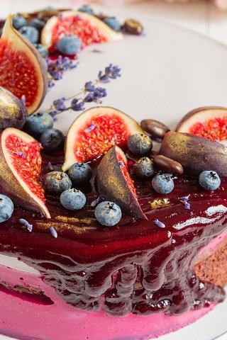 Обои лаванда, ягоды, черника, сладкое, торт, десерт, инжир, lavender, berries, blueberries, sweet, cake, dessert, figs разрешение 4650x3100 Загрузить