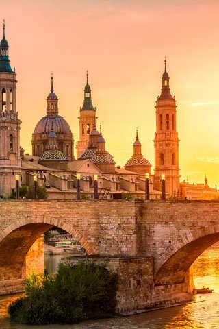 Обои река, солнце, собор, мост, испания, сарагоса, river, the sun, cathedral, bridge, spain, zaragoza разрешение 2048x1365 Загрузить