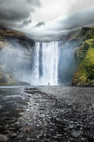 Обои водопад, исландия, скоугафосс, водопад скоугафосс, waterfall, iceland, skogafoss, skogafoss waterfall разрешение 2880x1800 Загрузить